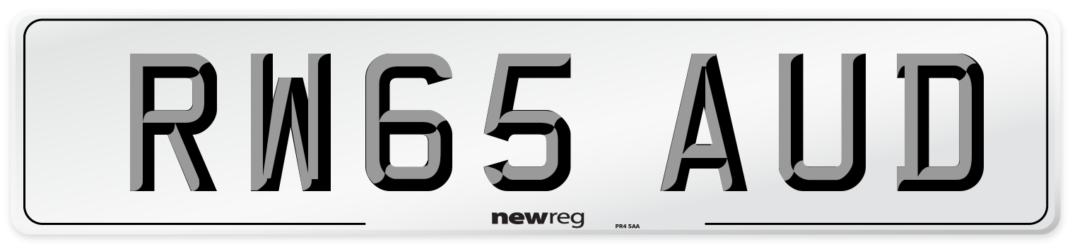 RW65 AUD Number Plate from New Reg